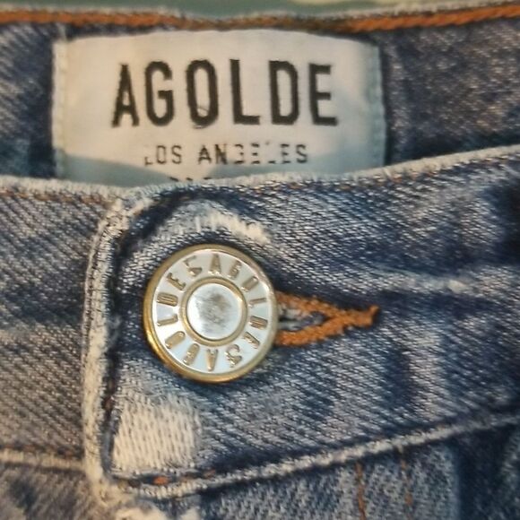 Agolde Jean's, cropped, straight leg, distressed back area. Size 25. - Picture 2 of 6